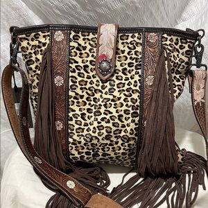 Myra Bag Leopard Print tooled leather crossbody